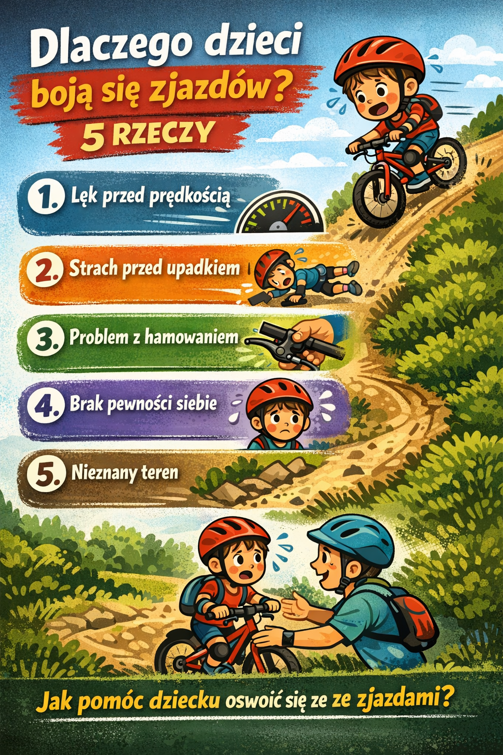 Dlaczego dzieci boją się zjazdów? 5 rzeczy, które widzę na szkoleniach MTB w Beskidach